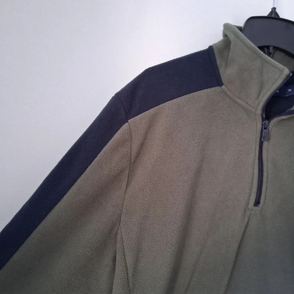 Nautica Men’s Fleece Pullover 1/4 Zipper Olive Green Navy Blue size XXL